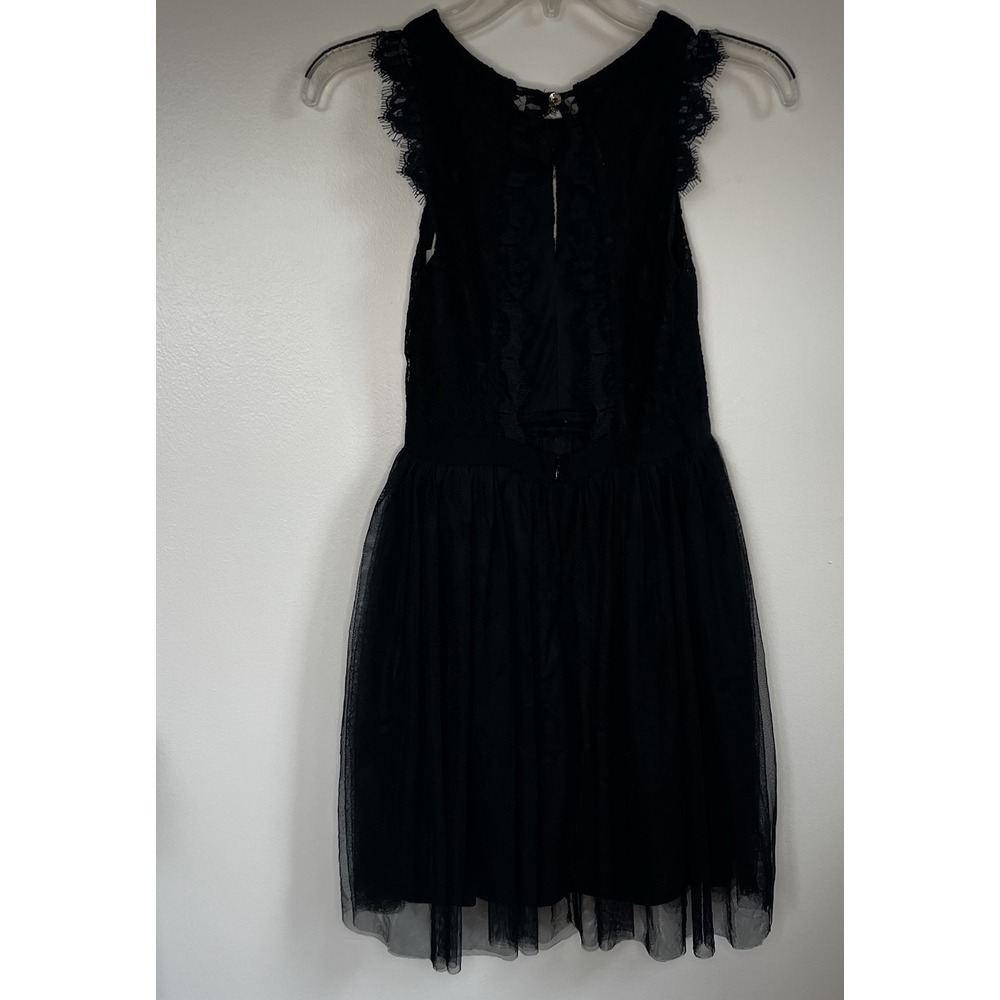 Francesca's Black Lace Open Back Tulle Mini Dress XS Women's NEW Goth Punk Glam - Picture 7 of 10